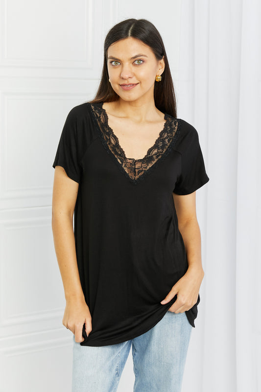 Celeste You Grow Girl Full Size Floral V-Neck Top in Black