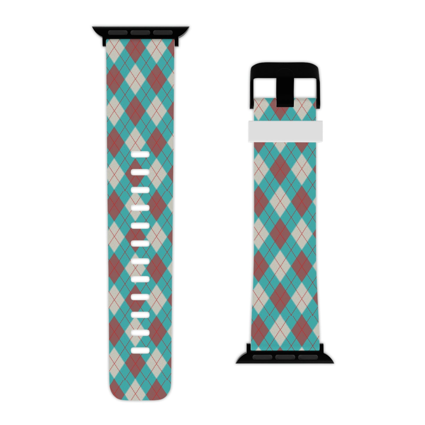 Red and Blue Argyle Thermo Elastomer Watch Band for Apple Watch