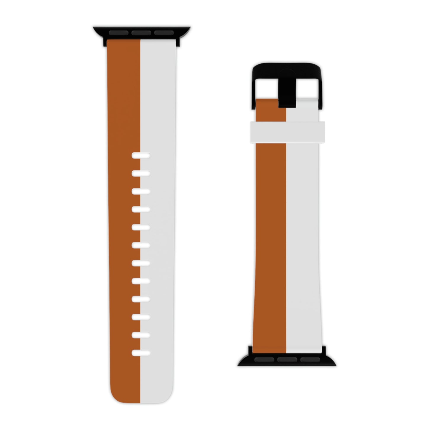 Burnt Orange and White Striped Thermo Elastomer Watch Band for Apple Watch