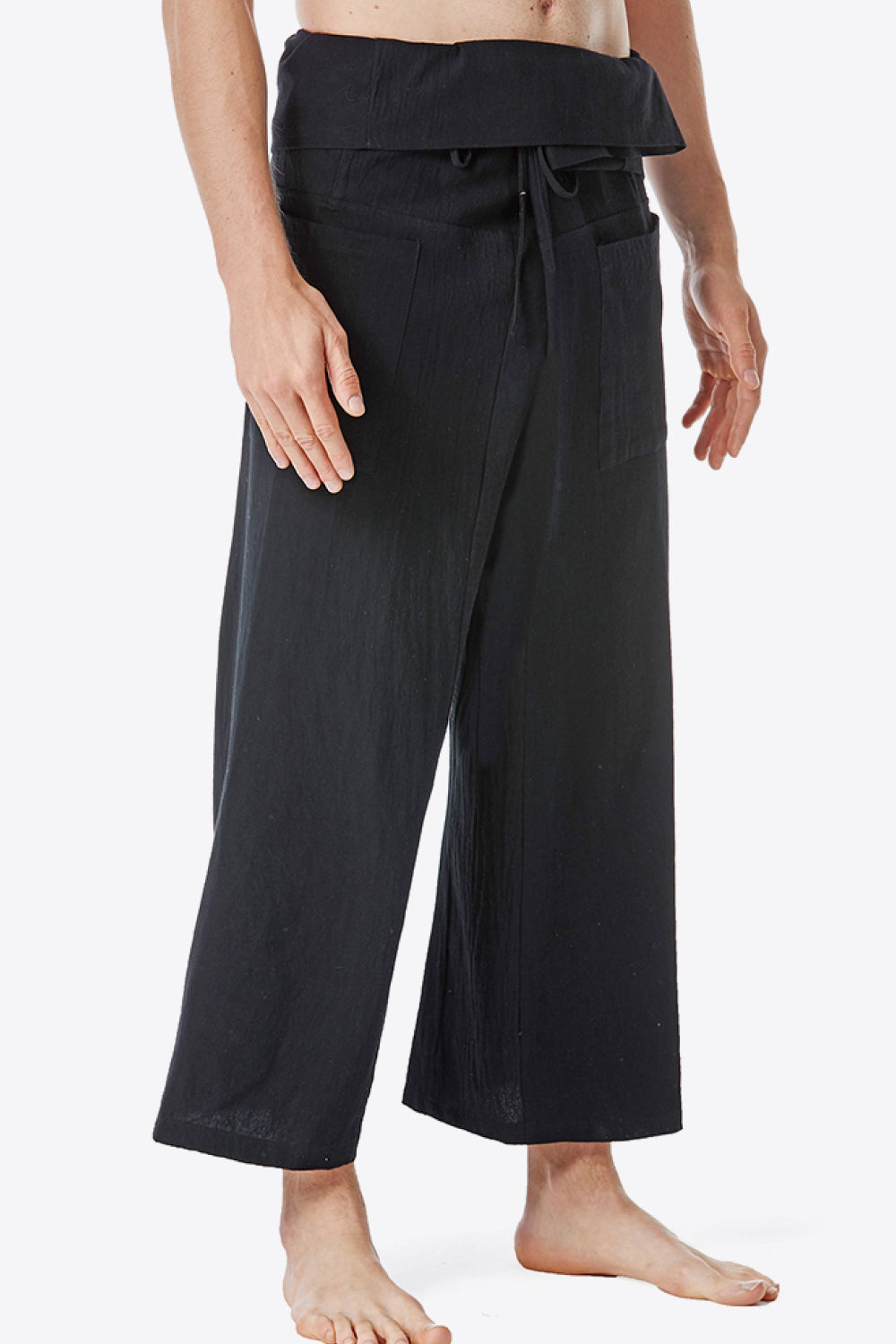 Waist Detail Wide Leg Pants with Pockets