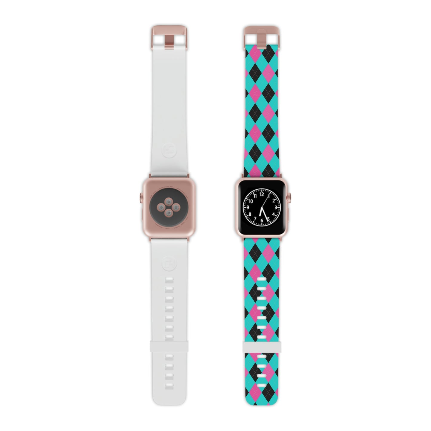 Blue and Pink Argyle Thermo Elastomer Watch Band for Apple Watch