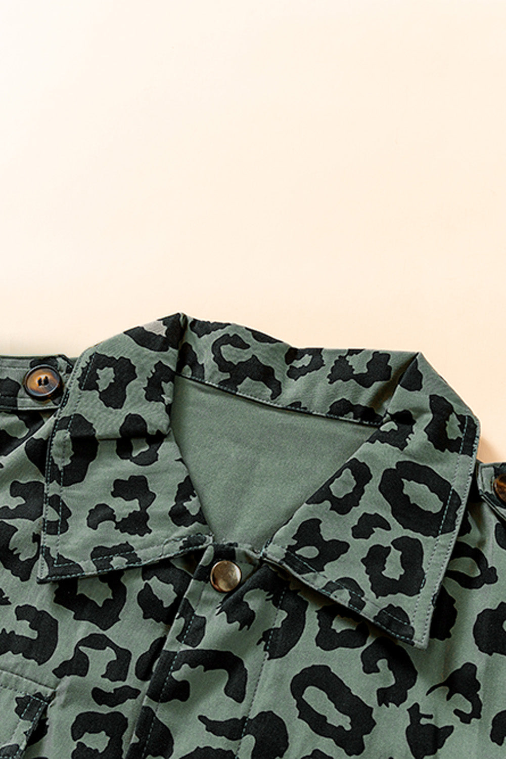 Double Take Leopard Drawstring Waist Jacket with Pockets