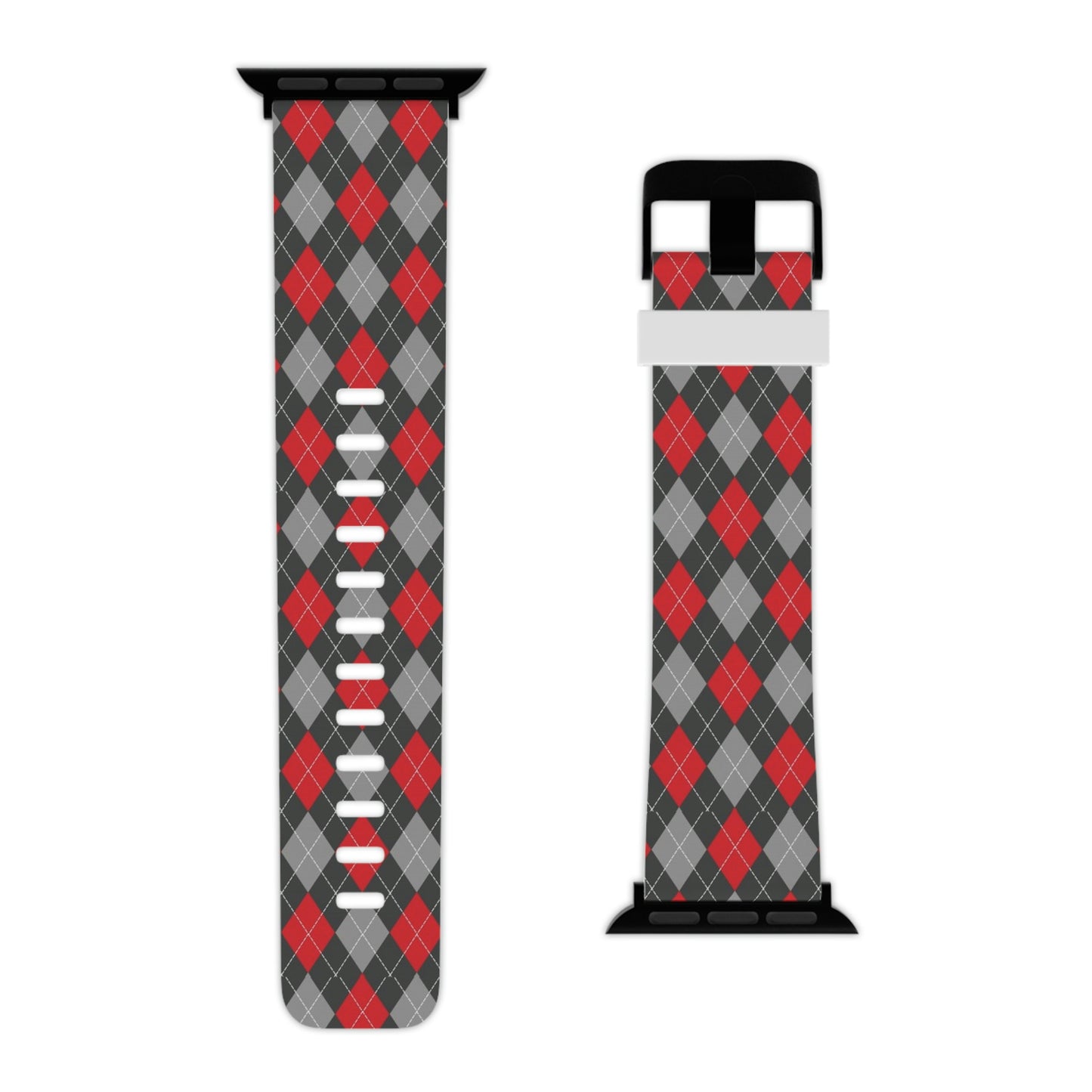 Scarlet and Gray Argyle Thermo Elastomer Watch Band for Apple Watch