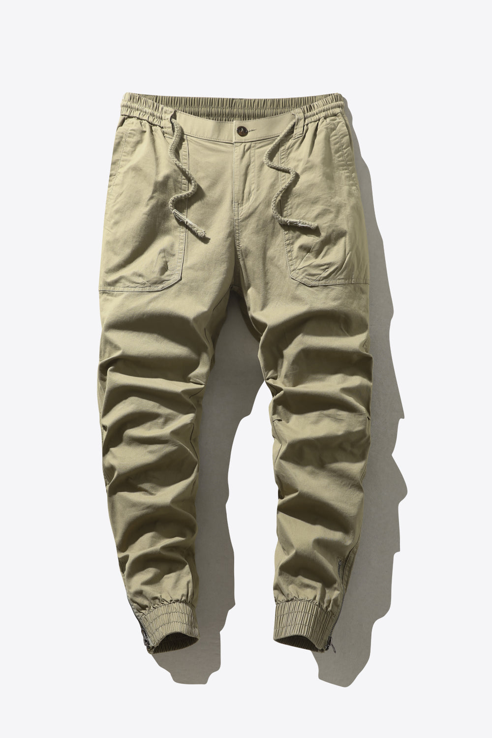 Drawstring Waist Cargo Joggers with Pockets