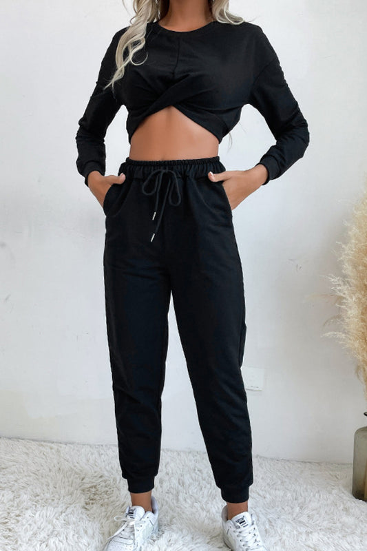 Twisted Crop Top and Joggers Lounge Set