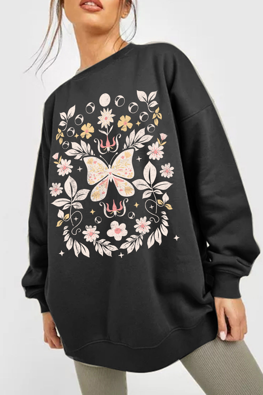 Simply Love Simply Love Full Size Flower and Butterfly Graphic Sweatshirt