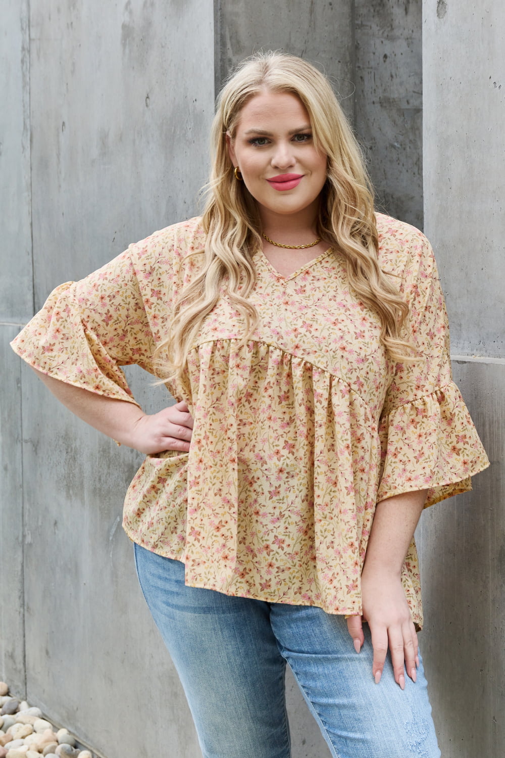 Celeste Bring Me Flowers Full Size Floral Tunic Top