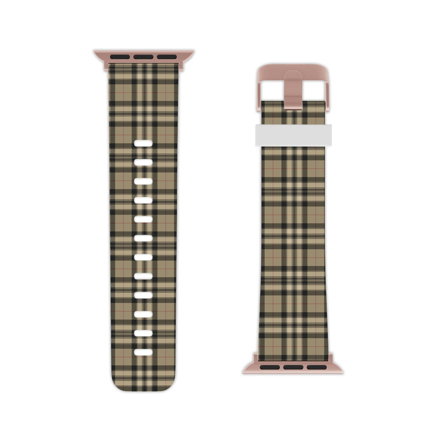 Tan and Black Plaid Thermo Elastomer Watch Band for Apple Watch