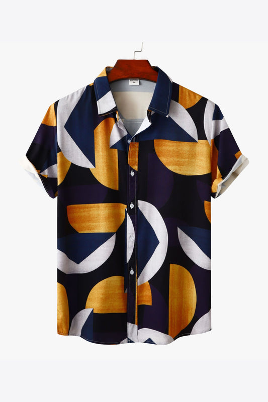 Printed Short Sleeve Collared Shirt