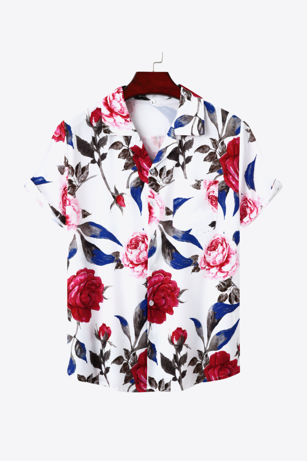 Full Size Floral Pocket Short Sleeve Shirt