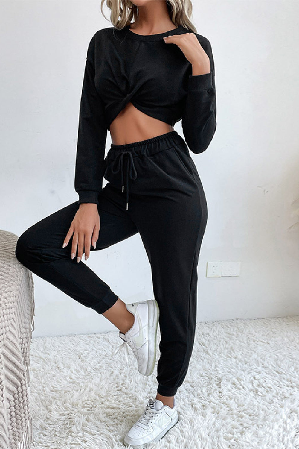 Twisted Crop Top and Joggers Lounge Set