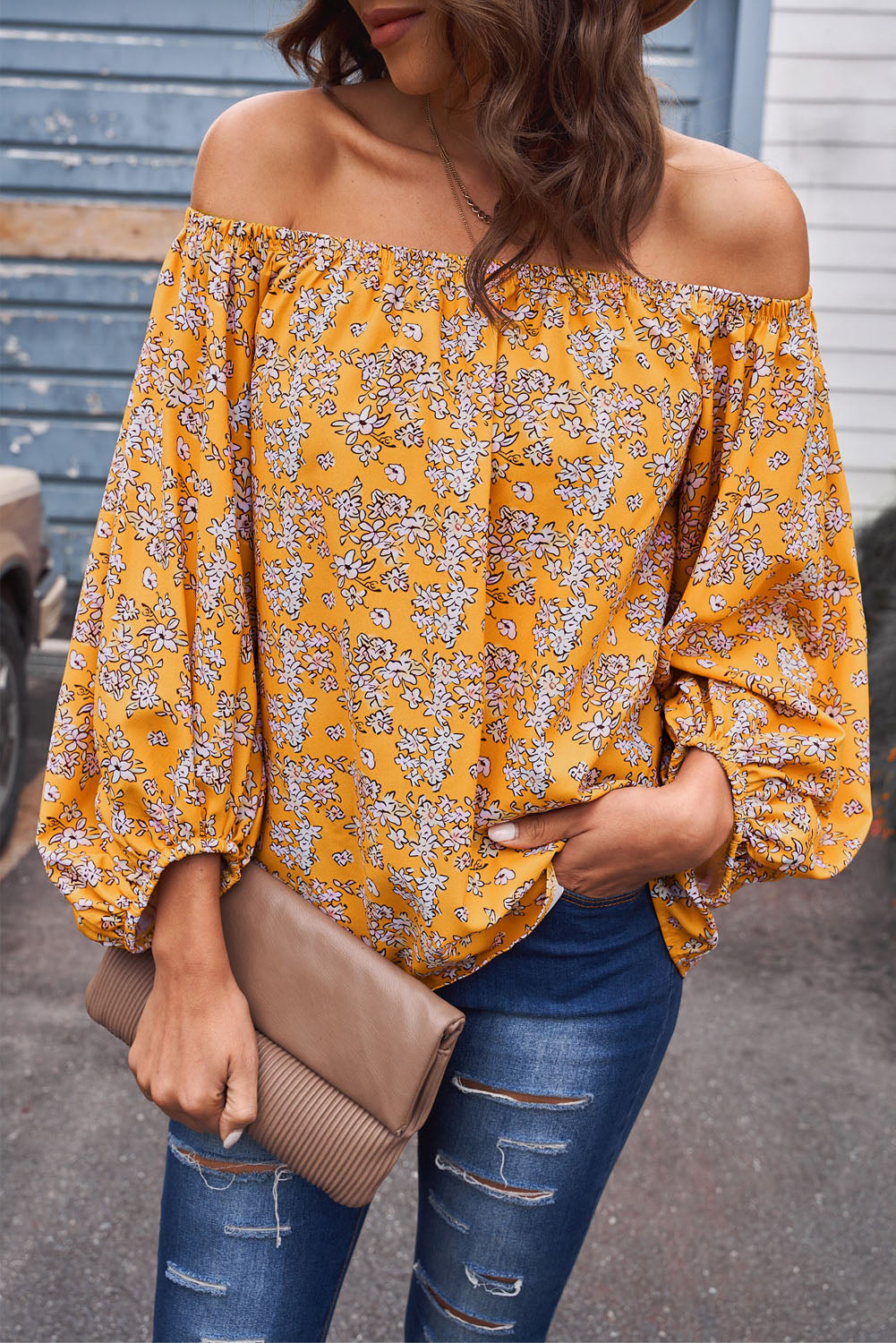 Off-Shoulder Balloon Sleeve Top