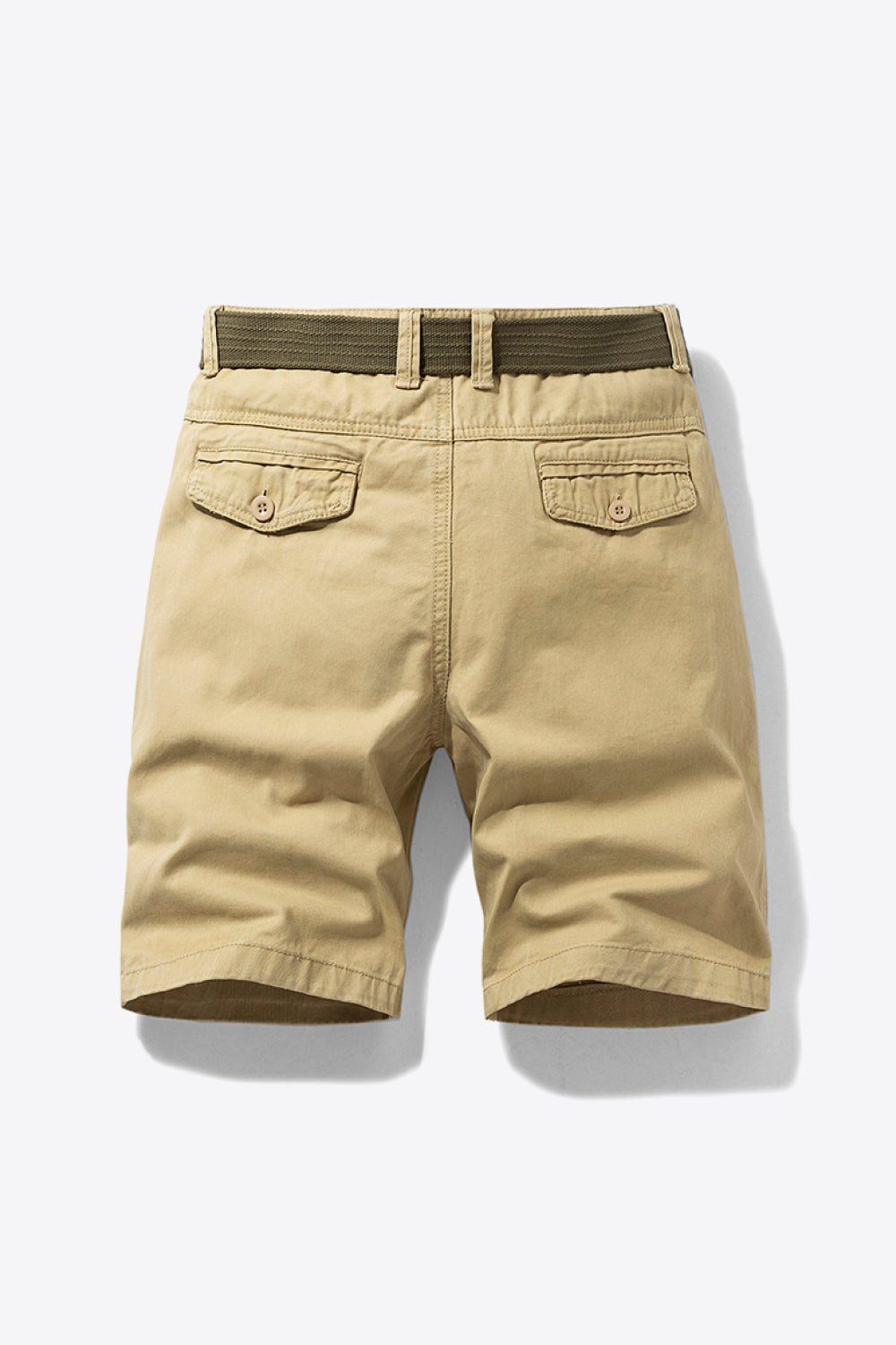 Belted Button and Zip Closure Shorts