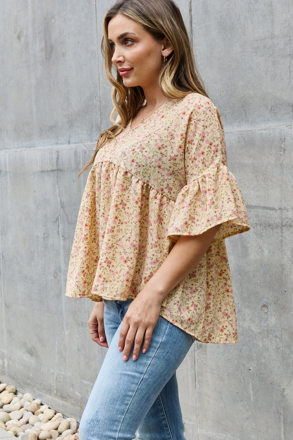 Celeste Bring Me Flowers Full Size Floral Tunic Top