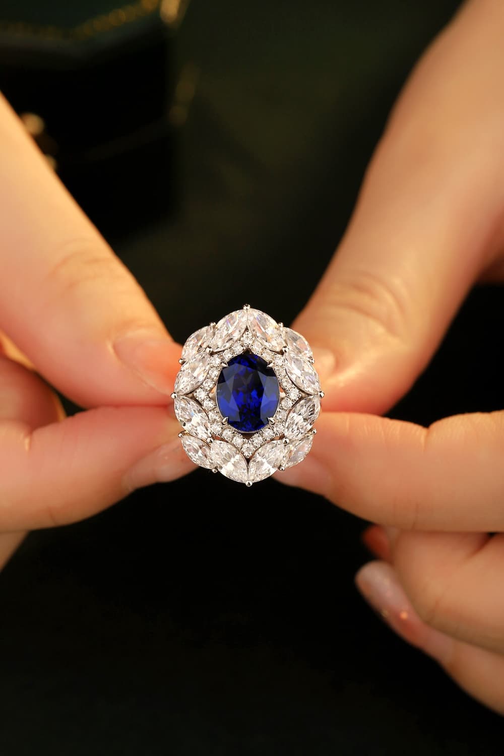 3 Carat Lab-Grown Sapphire Zircon Ring