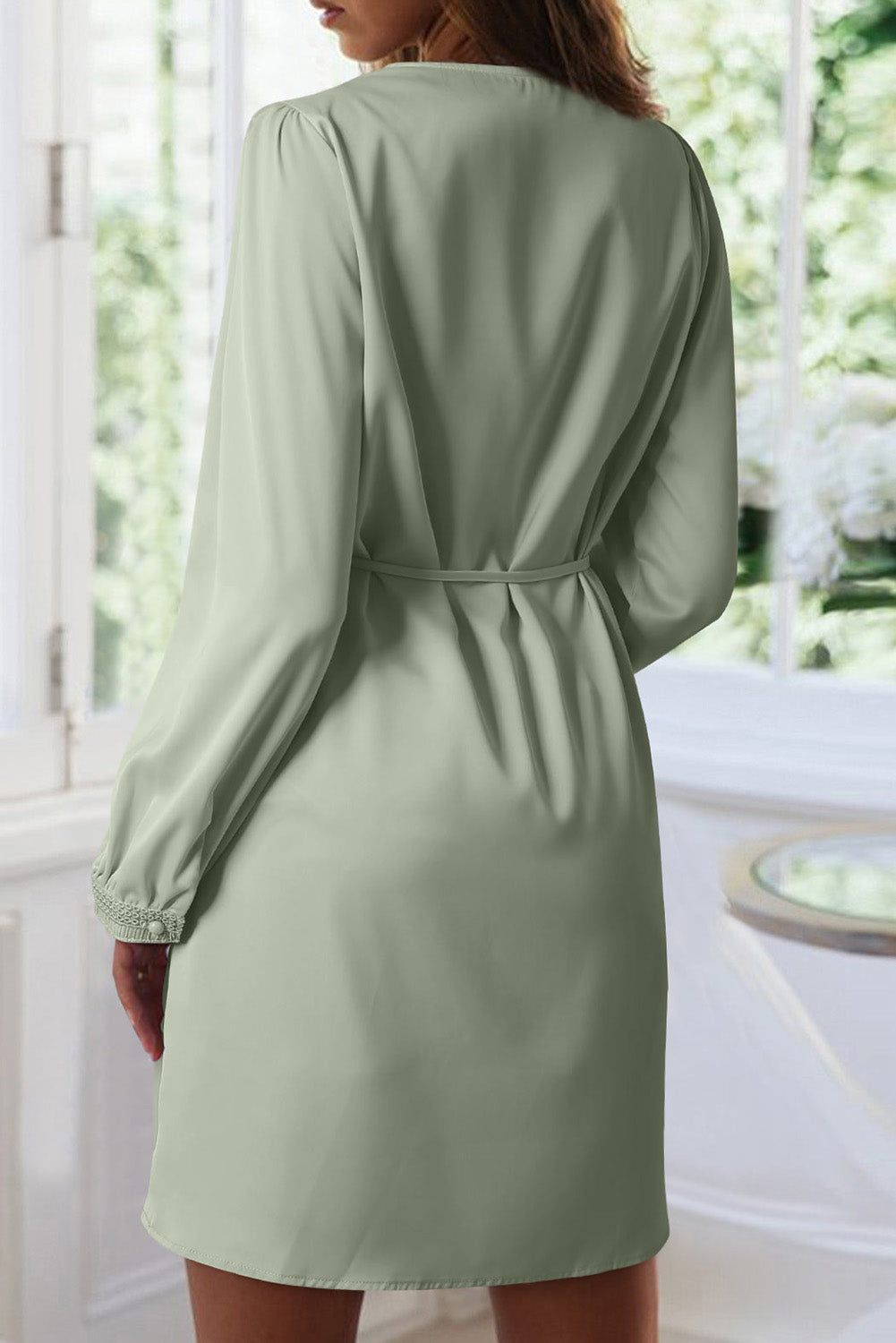 V-Neck Long Sleeve Mini Dress