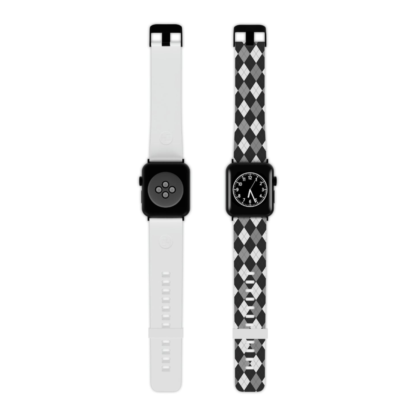 Black and White Argyle Thermo Elastomer Watch Band for Apple Watch