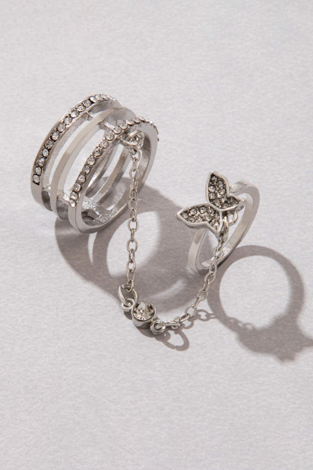 Zinc Alloy Butterfly Chain Linked Ring