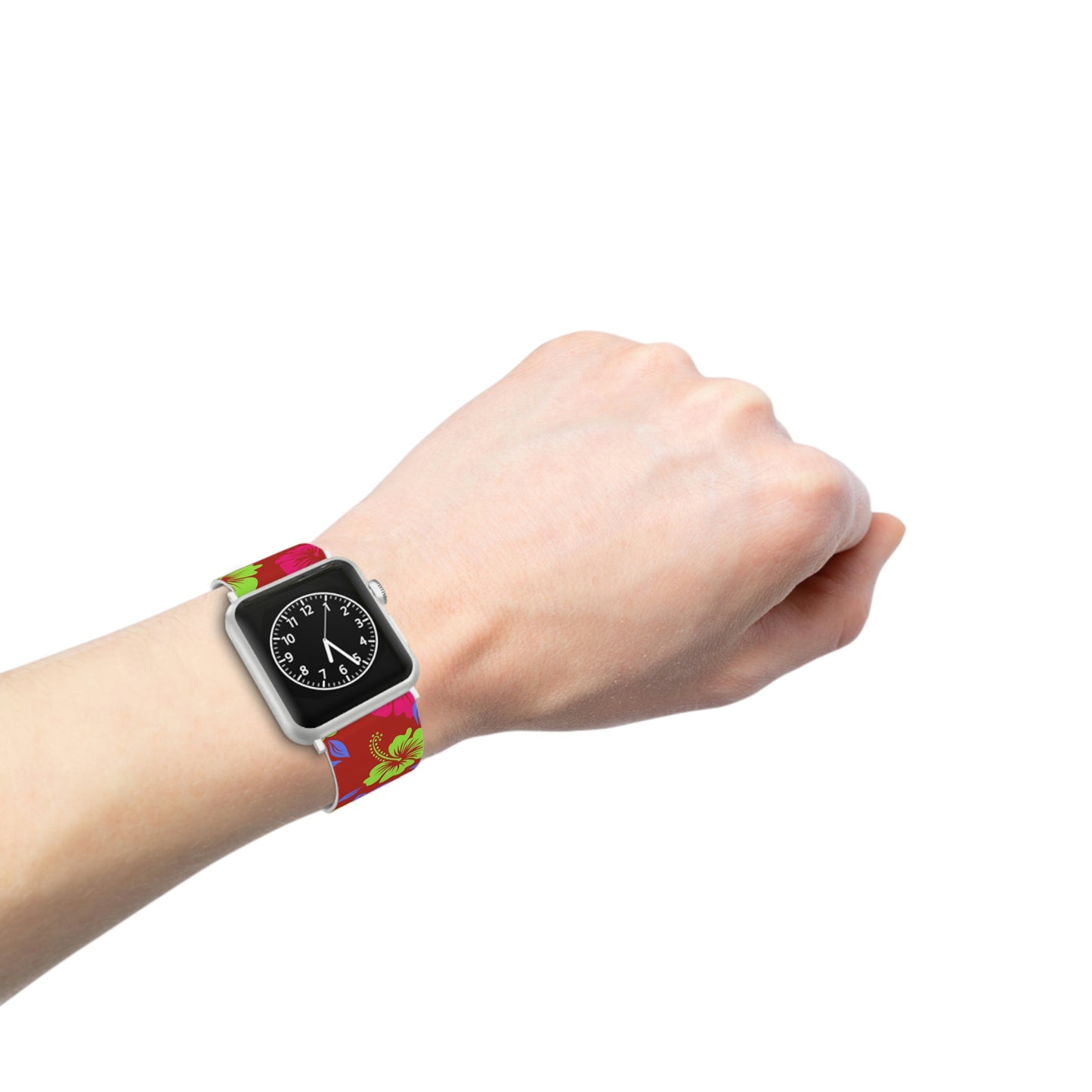 Red Tropical Pattern  Thermo Elastomer Watch Band for Apple Watch