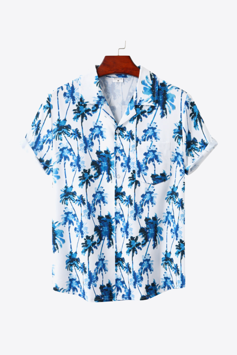 Tropical Pattern Button-Up Collared Shirt