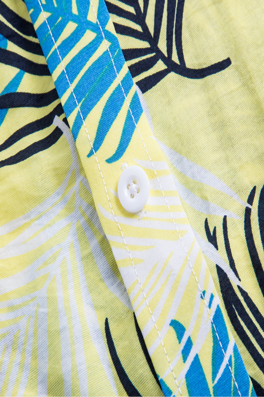 Tropical Pattern Button-Up Collared Beach Shirt