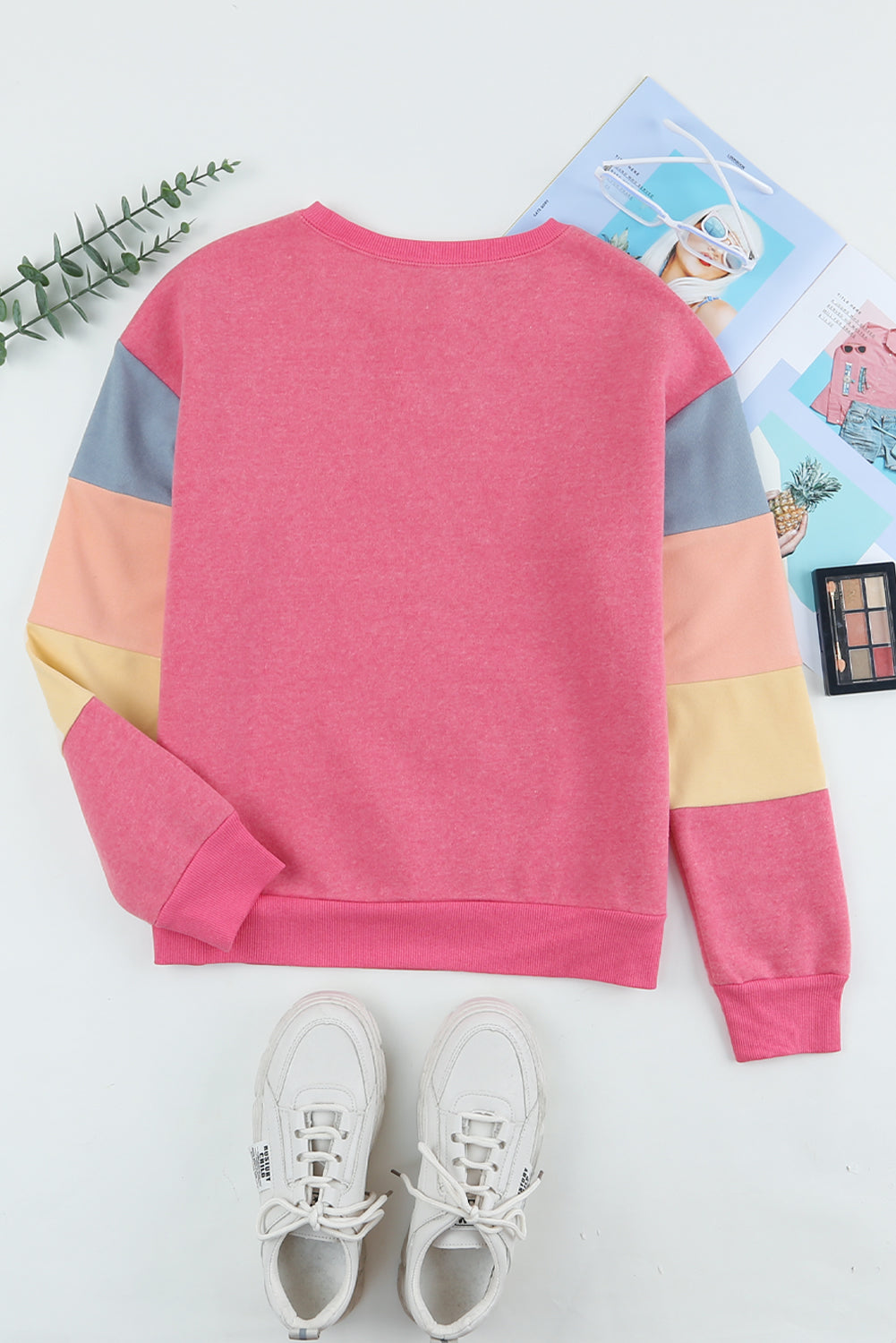 Color Block Ribbed Trim Sweatshirt