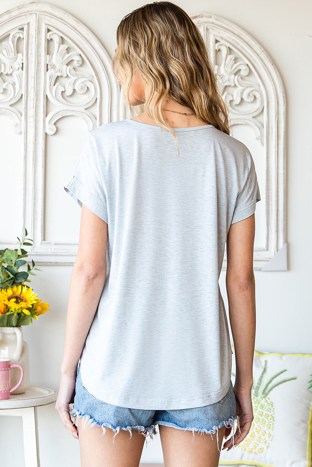 Buttoned V-Neck Tee