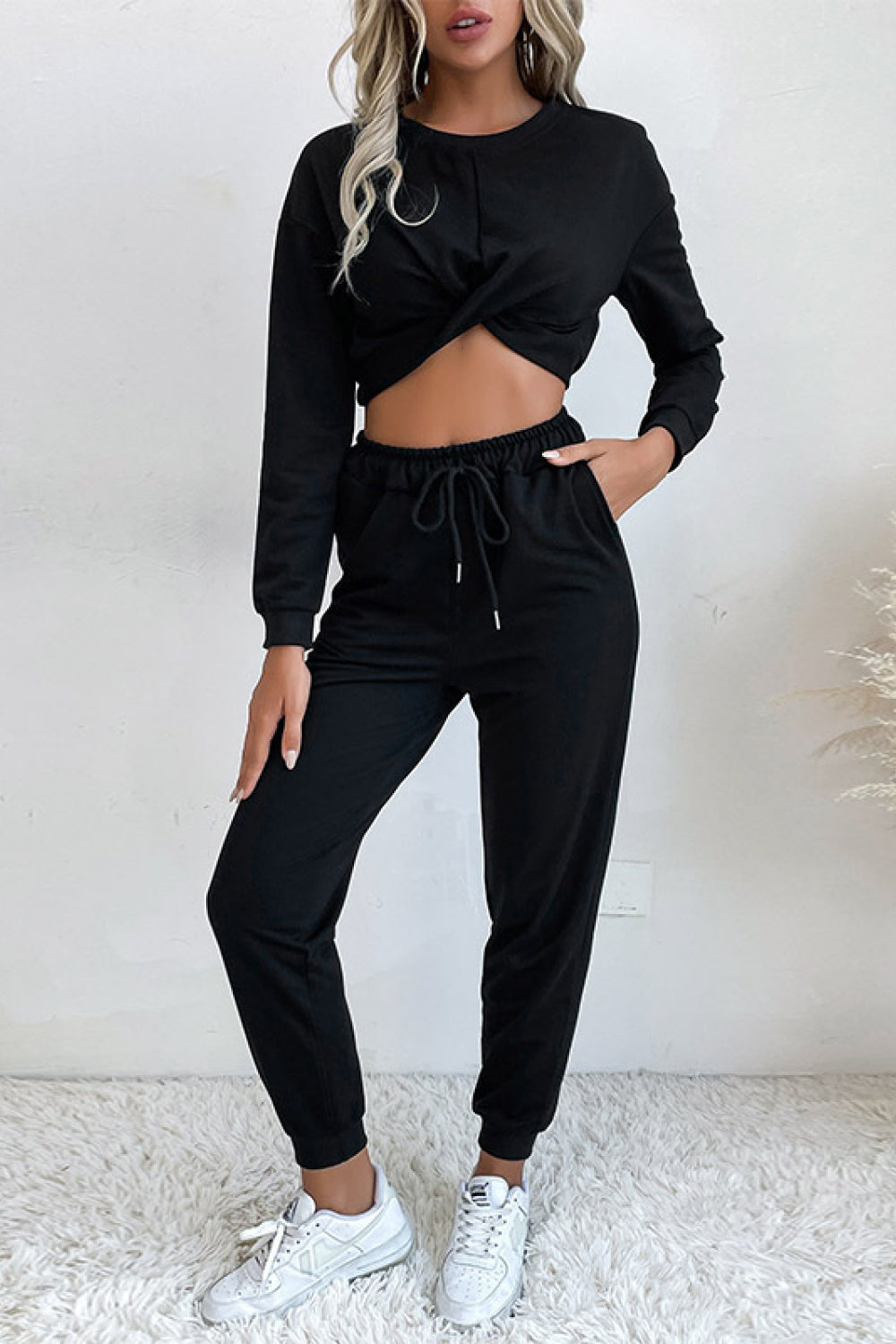 Twisted Crop Top and Joggers Lounge Set