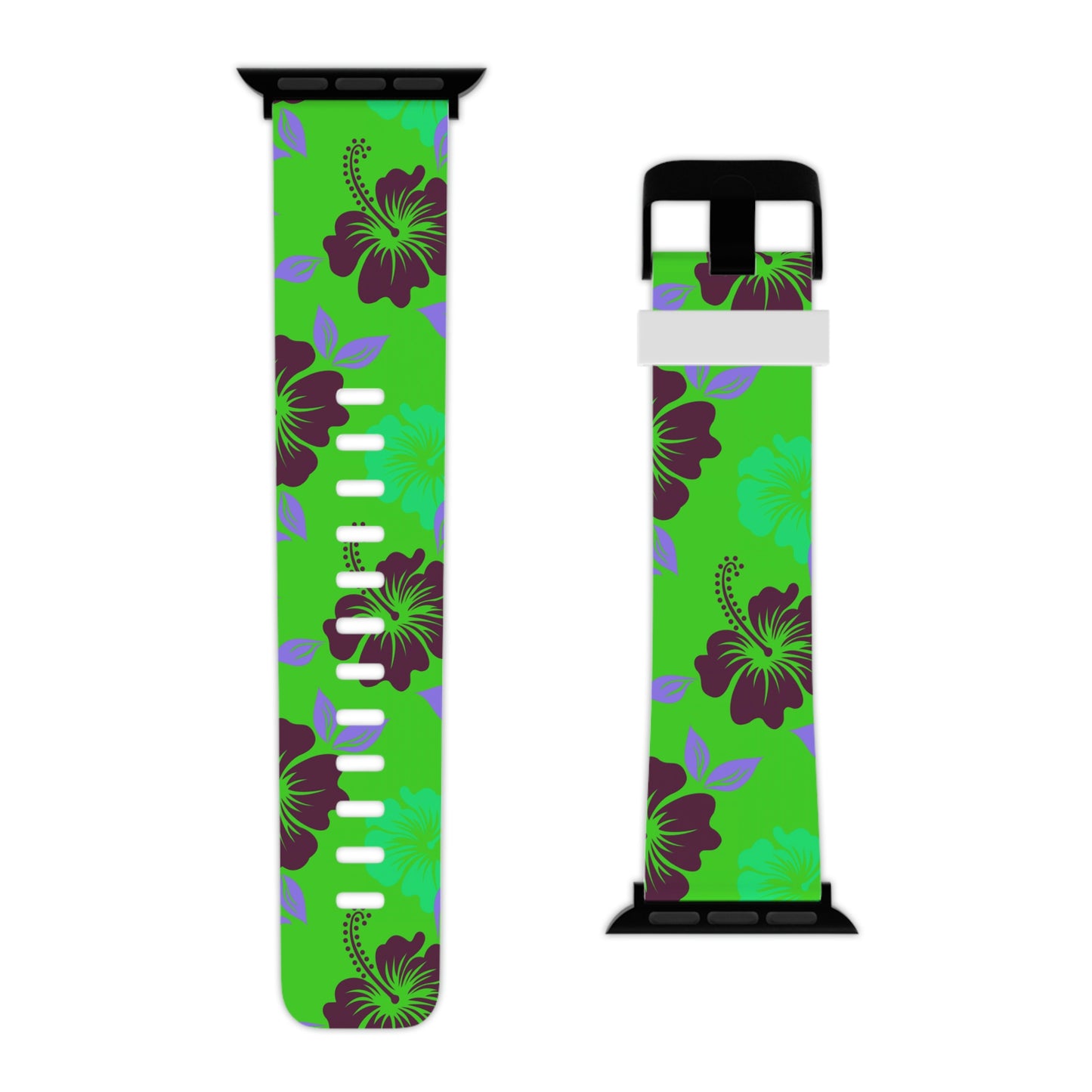 Neon Green Tropical Pattern Thermo Elastomer Watch Band for Apple Watch
