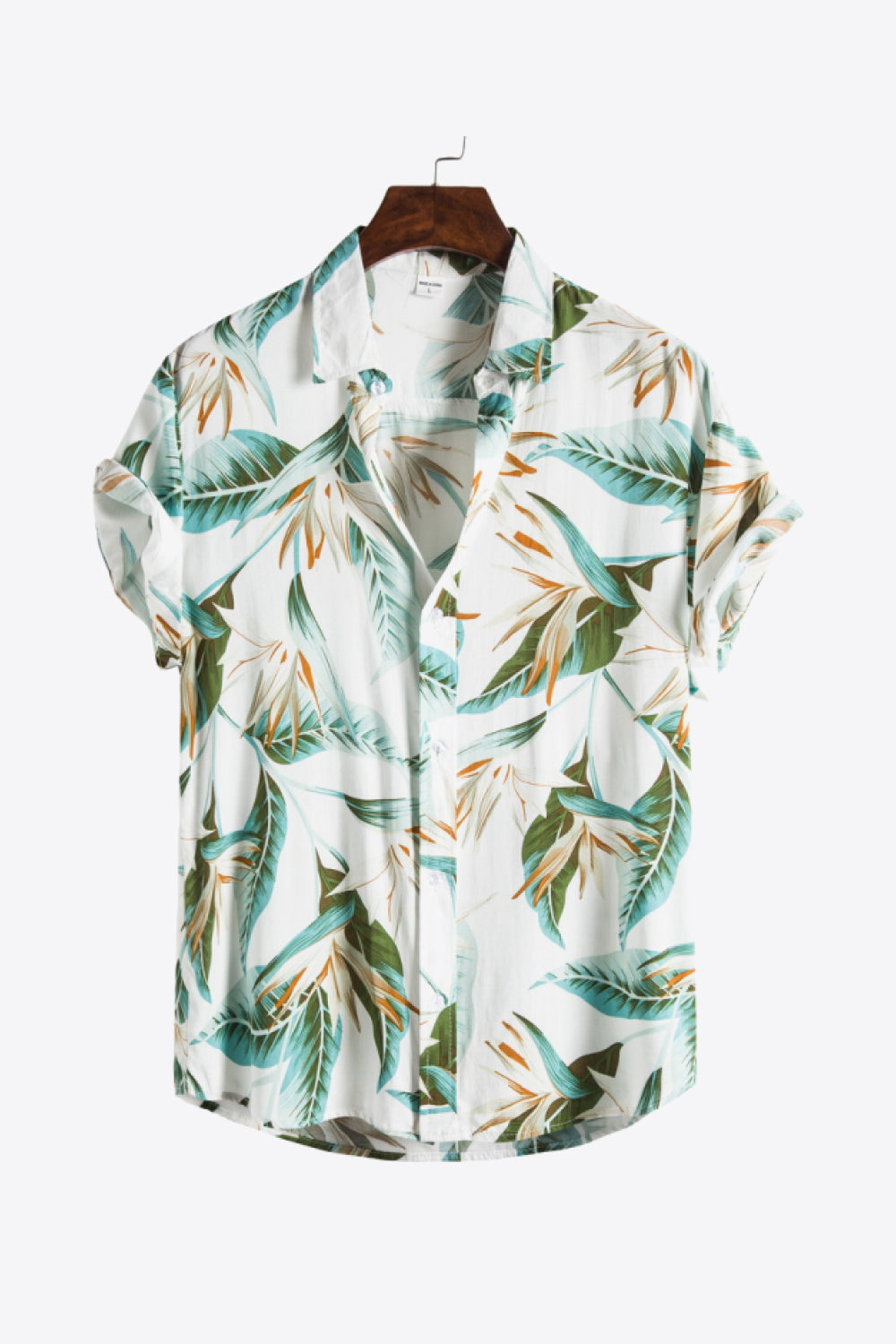 Full Size Tropical Print Curved Hem Shirt