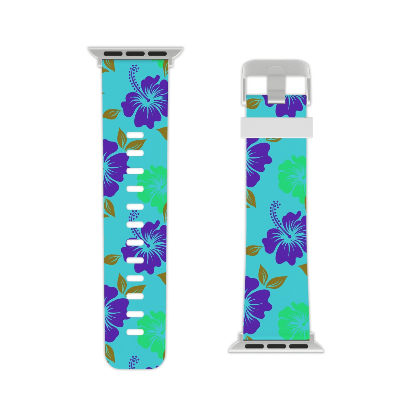 Neon Blue Tropical Print Watch Band for Apple Watch
