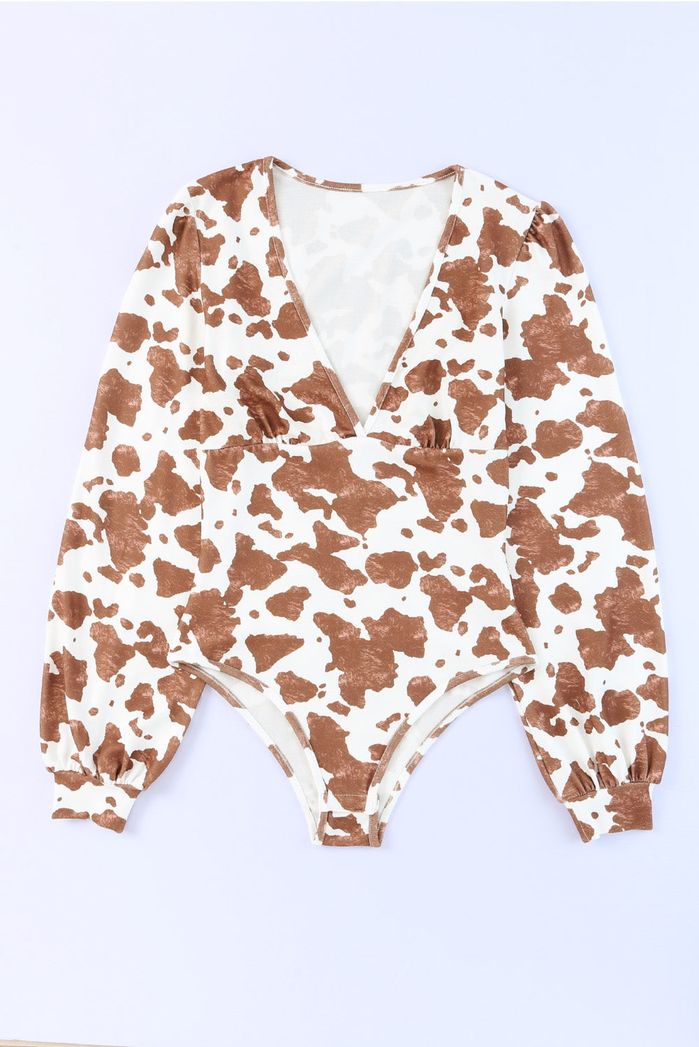 Printed Long Sleeve Deep V Bodysuit