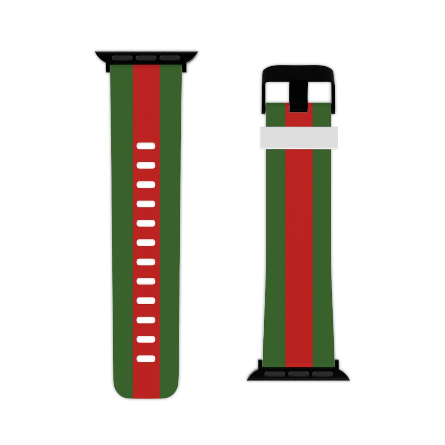 Green with Red Stripe Thermo Elastomer Watch Band for Apple Watch