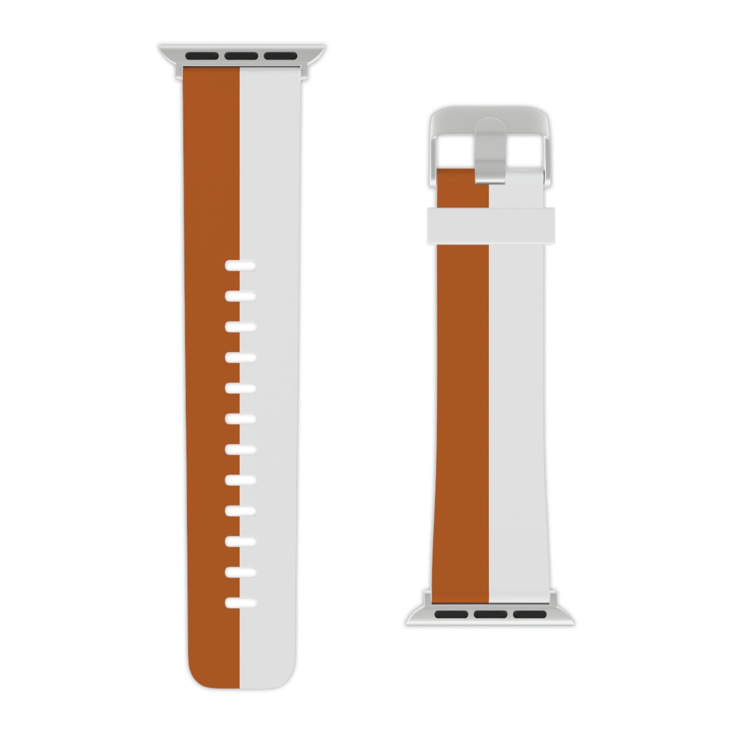 Burnt Orange and White Striped Thermo Elastomer Watch Band for Apple Watch