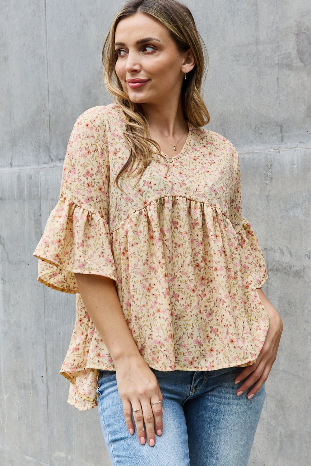 Celeste Bring Me Flowers Full Size Floral Tunic Top