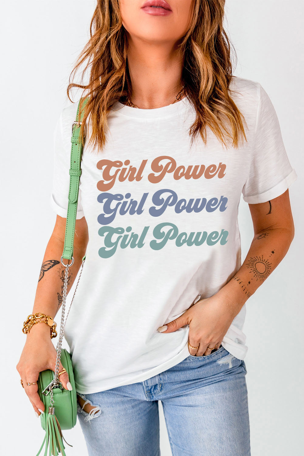 GIRL POWER Graphic Round Neck Tee