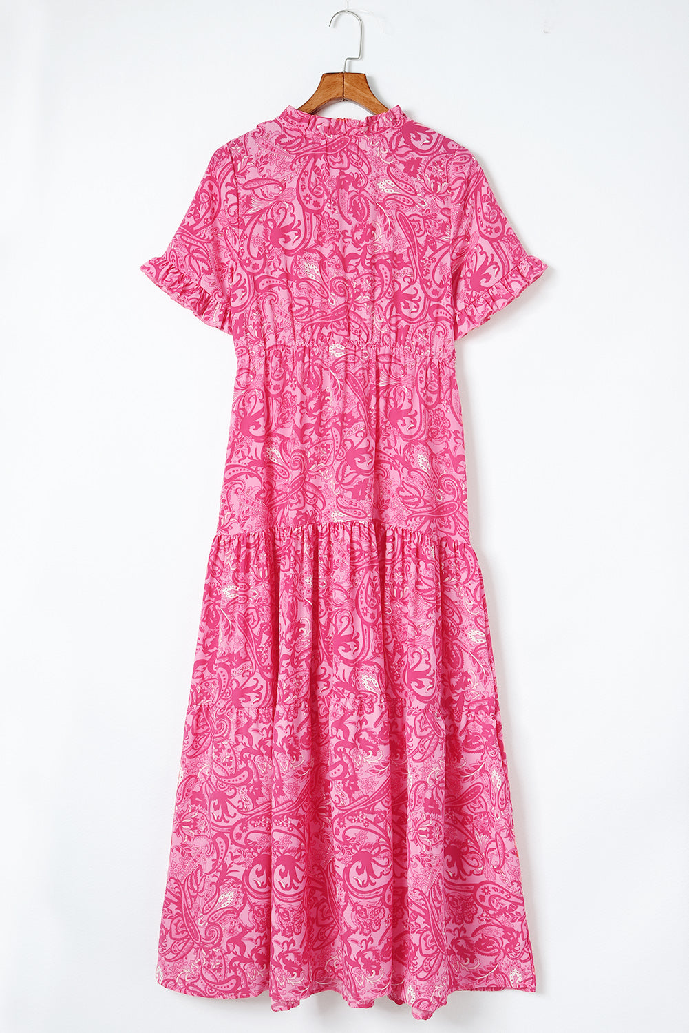 Paisley Print Flounce Sleeve Maxi Dress