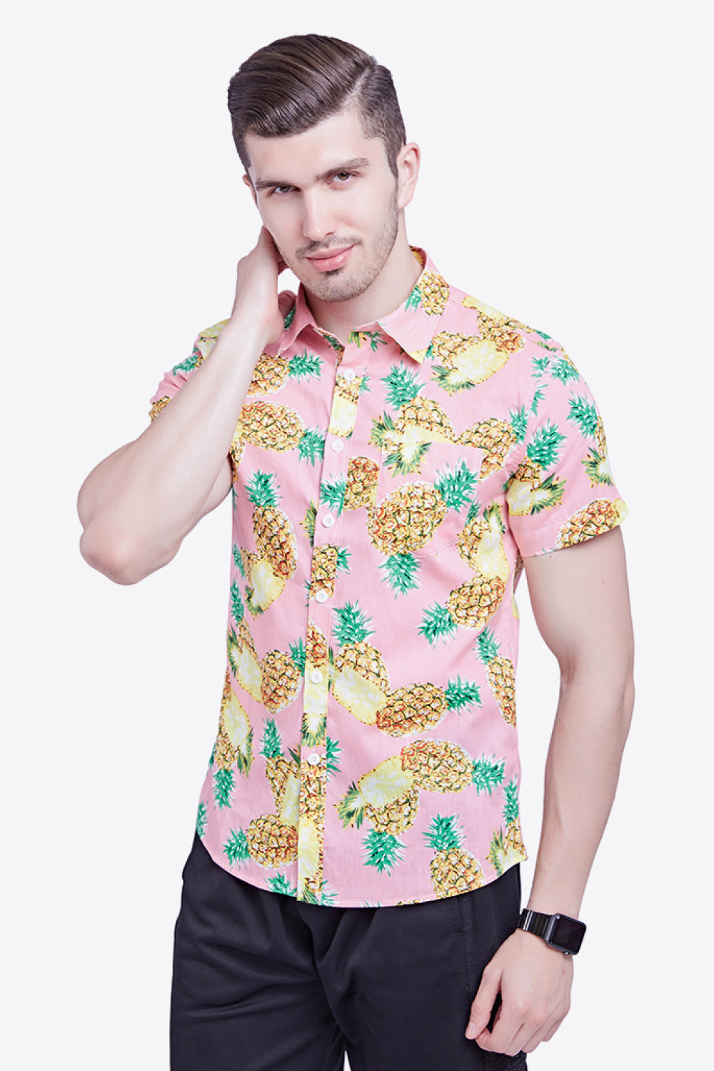 Printed Button-Down Collared Beach Shirt