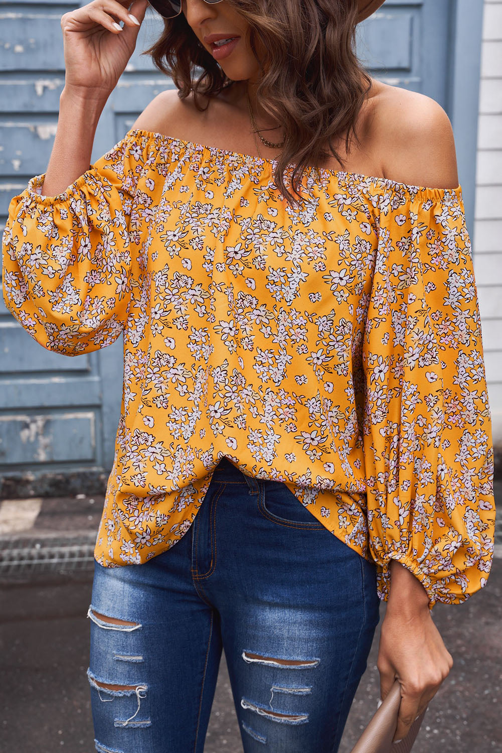 Off-Shoulder Balloon Sleeve Top