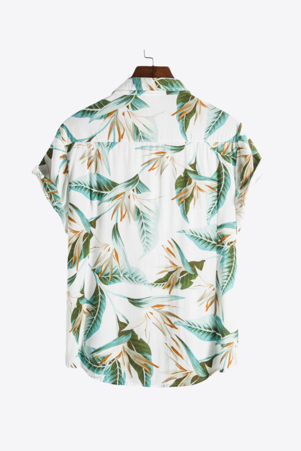 Full Size Tropical Print Curved Hem Shirt