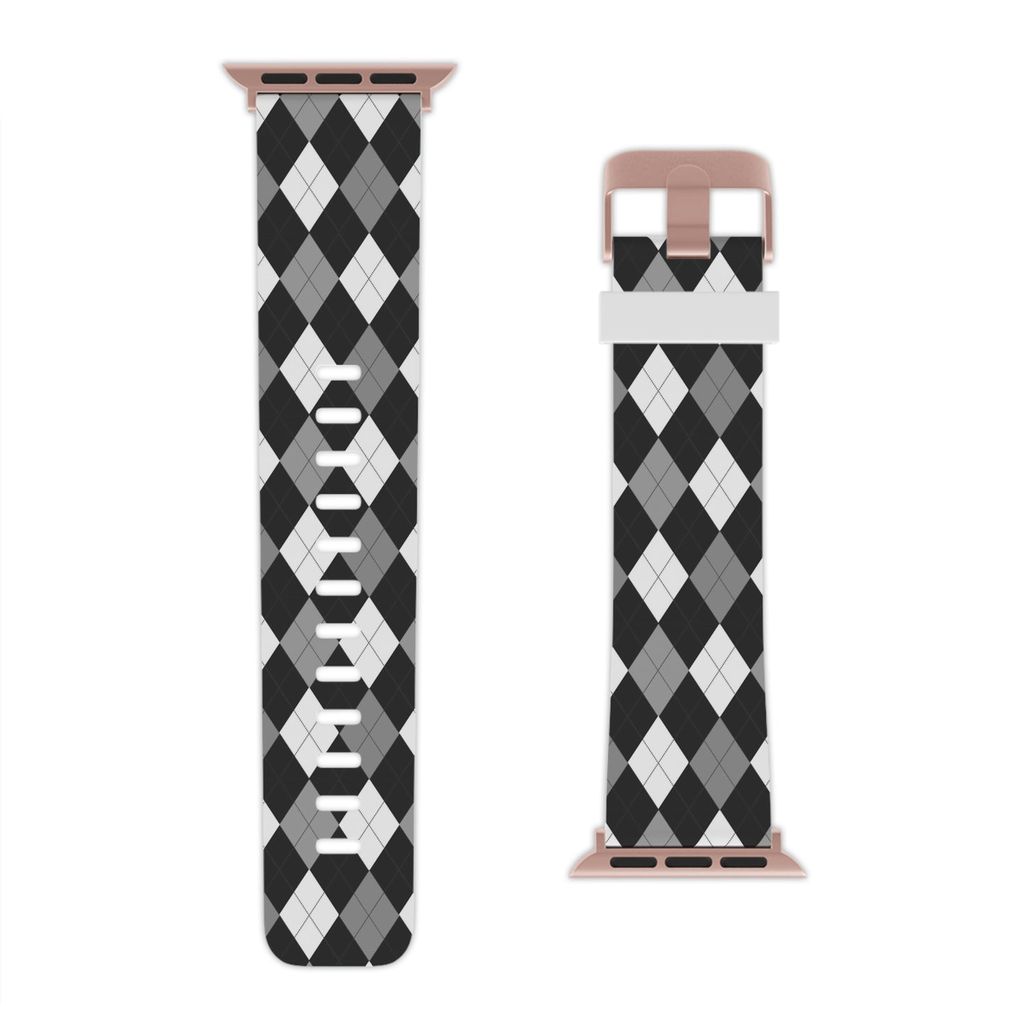 Black and White Argyle Thermo Elastomer Watch Band for Apple Watch