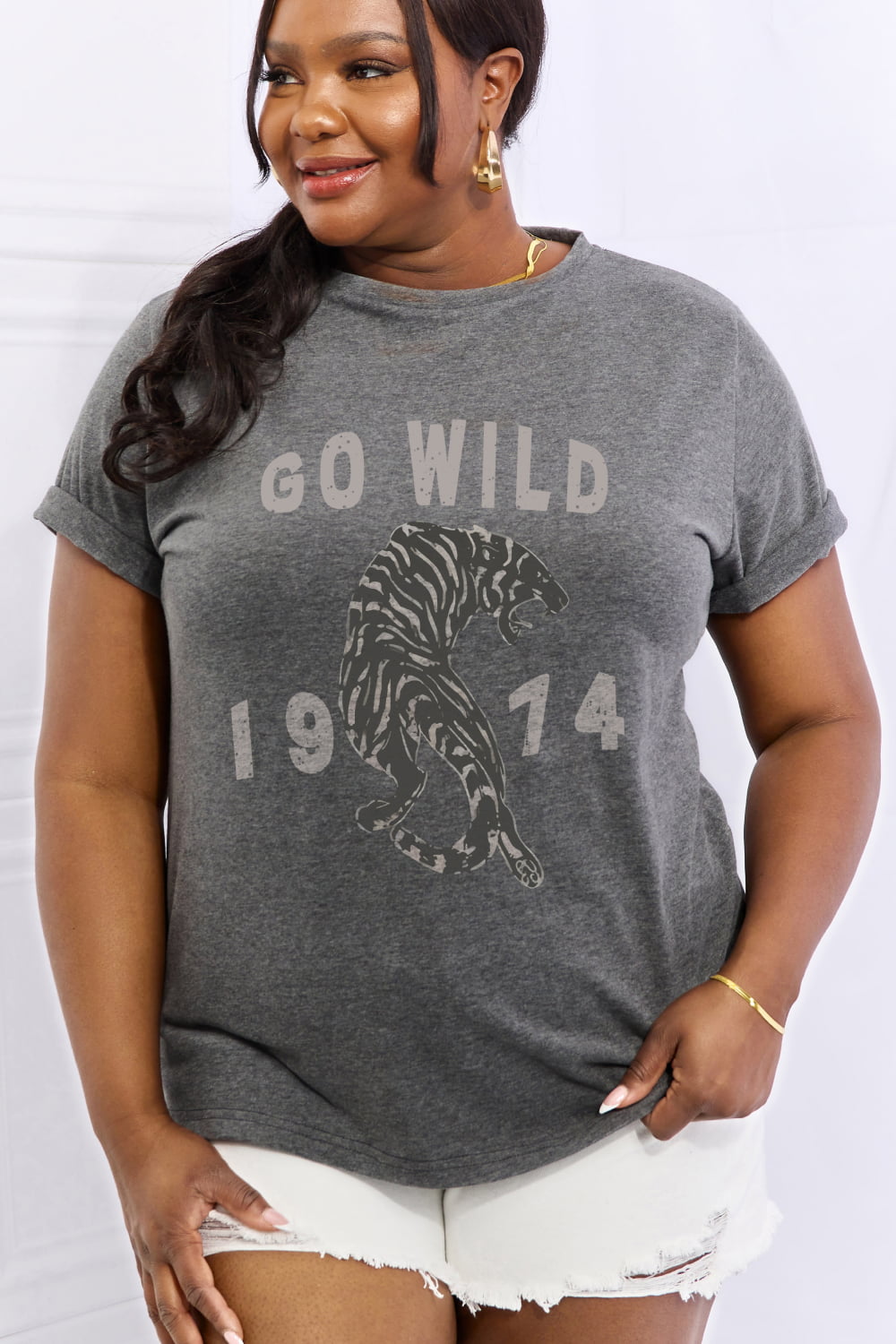 Simply Love Full Size GO WILD 1974 Graphic Cotton Tee