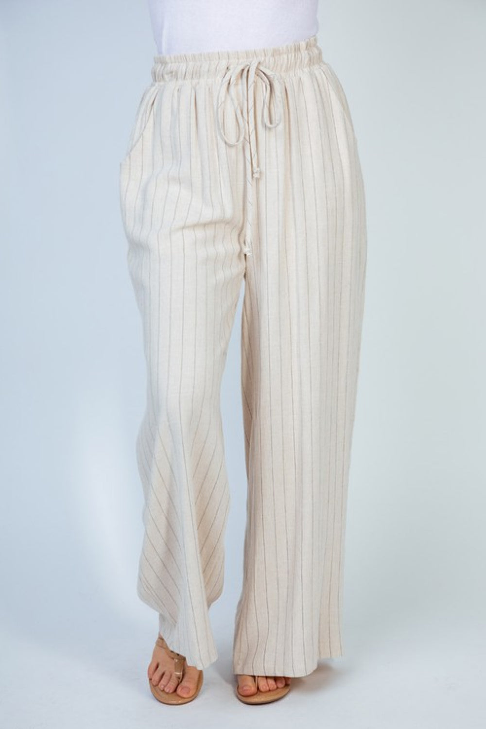 White Birch Finding Myself Full Size Striped Knit Pants in Cream