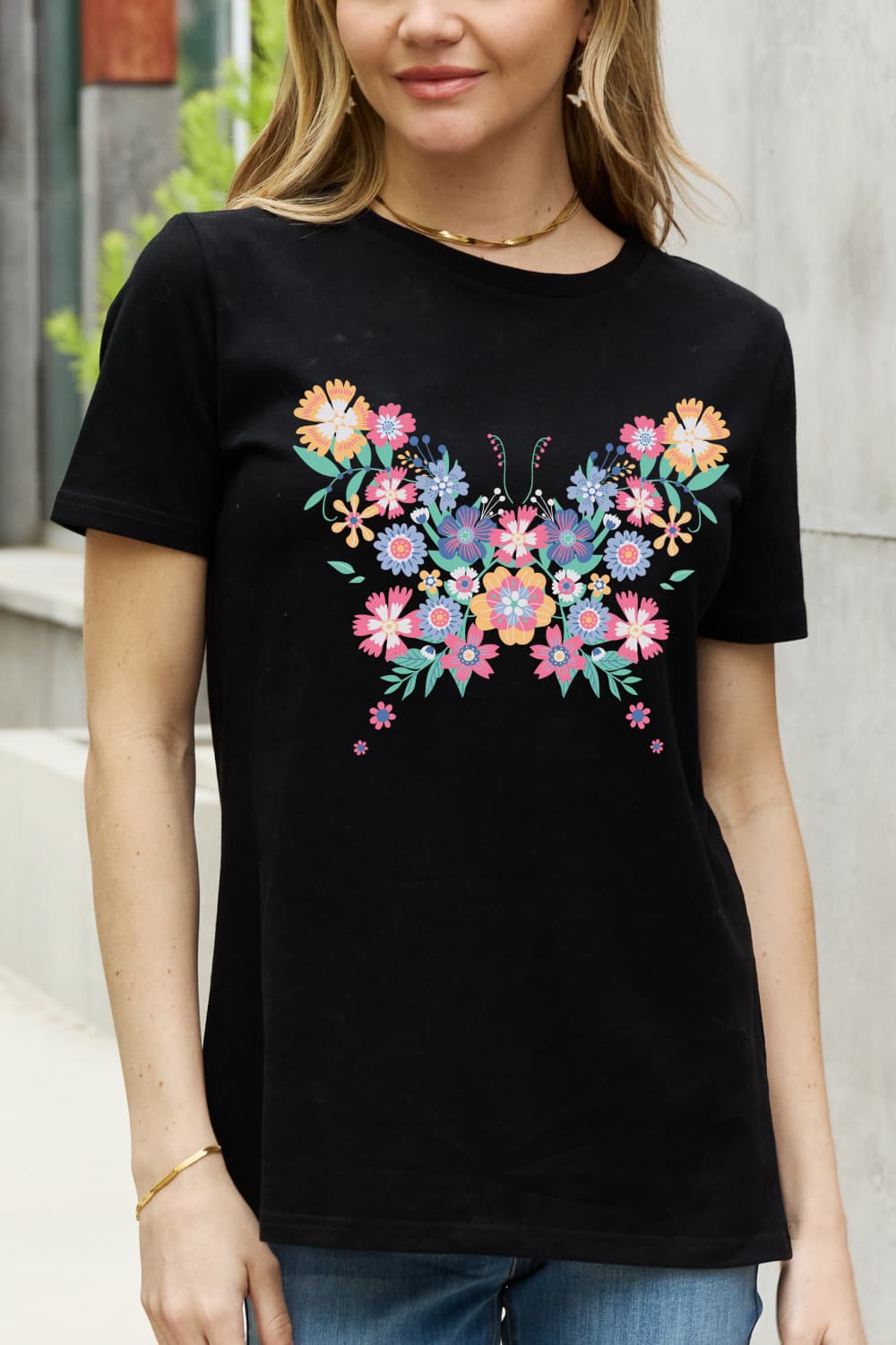 Simply Love Simply Love Full Size Flower Butterfly Graphic Cotton Tee