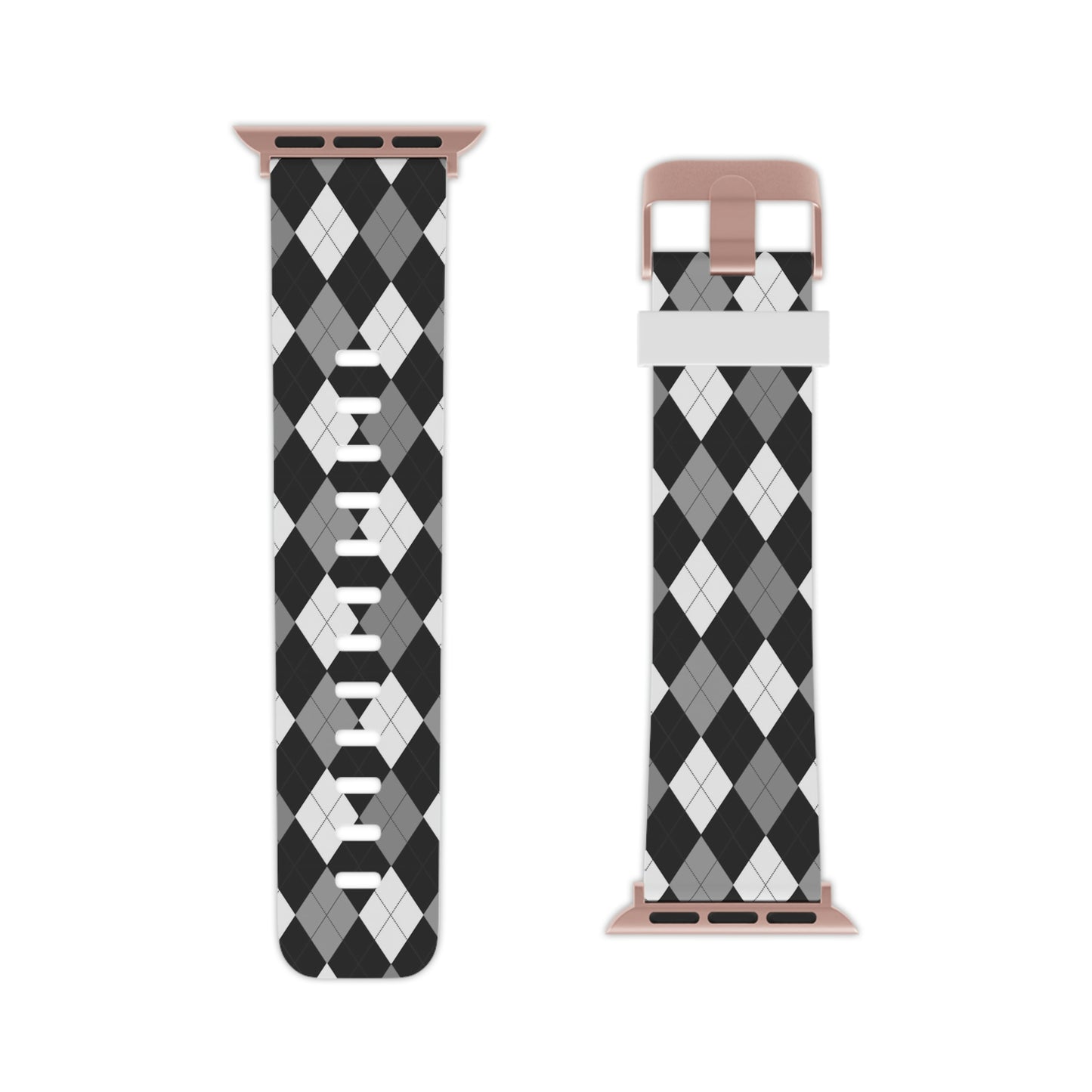 Black and White Argyle Thermo Elastomer Watch Band for Apple Watch