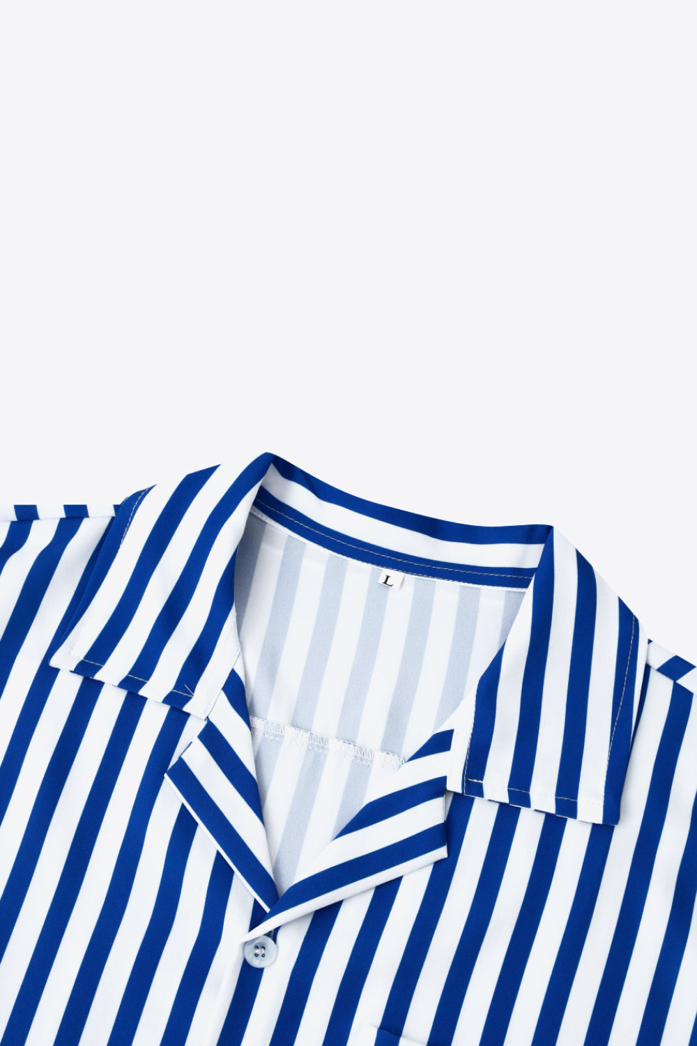 Full Size Striped Pocket Lapel Collar Shirt