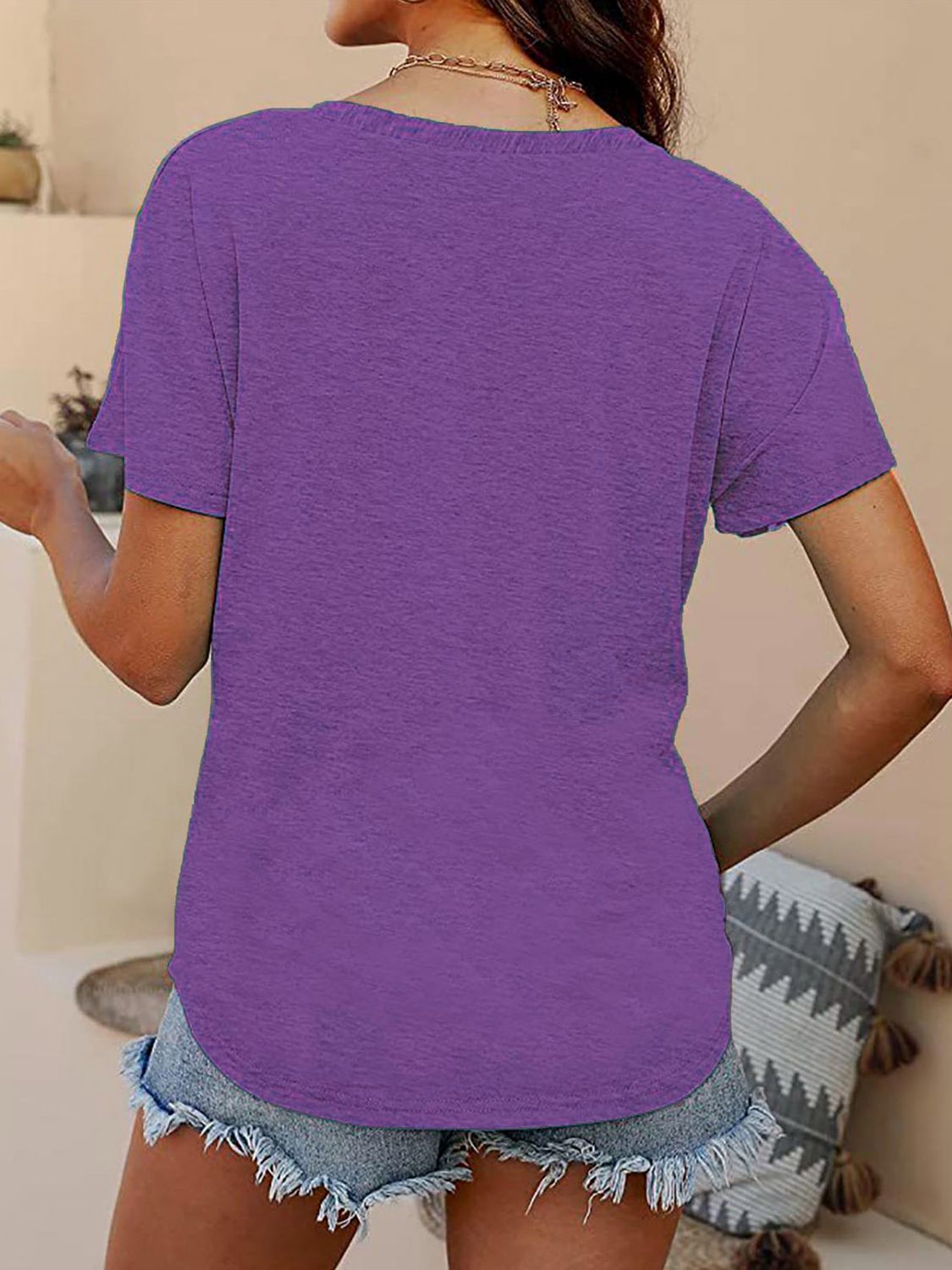 Full Size Graphic V-Neck T-Shirt