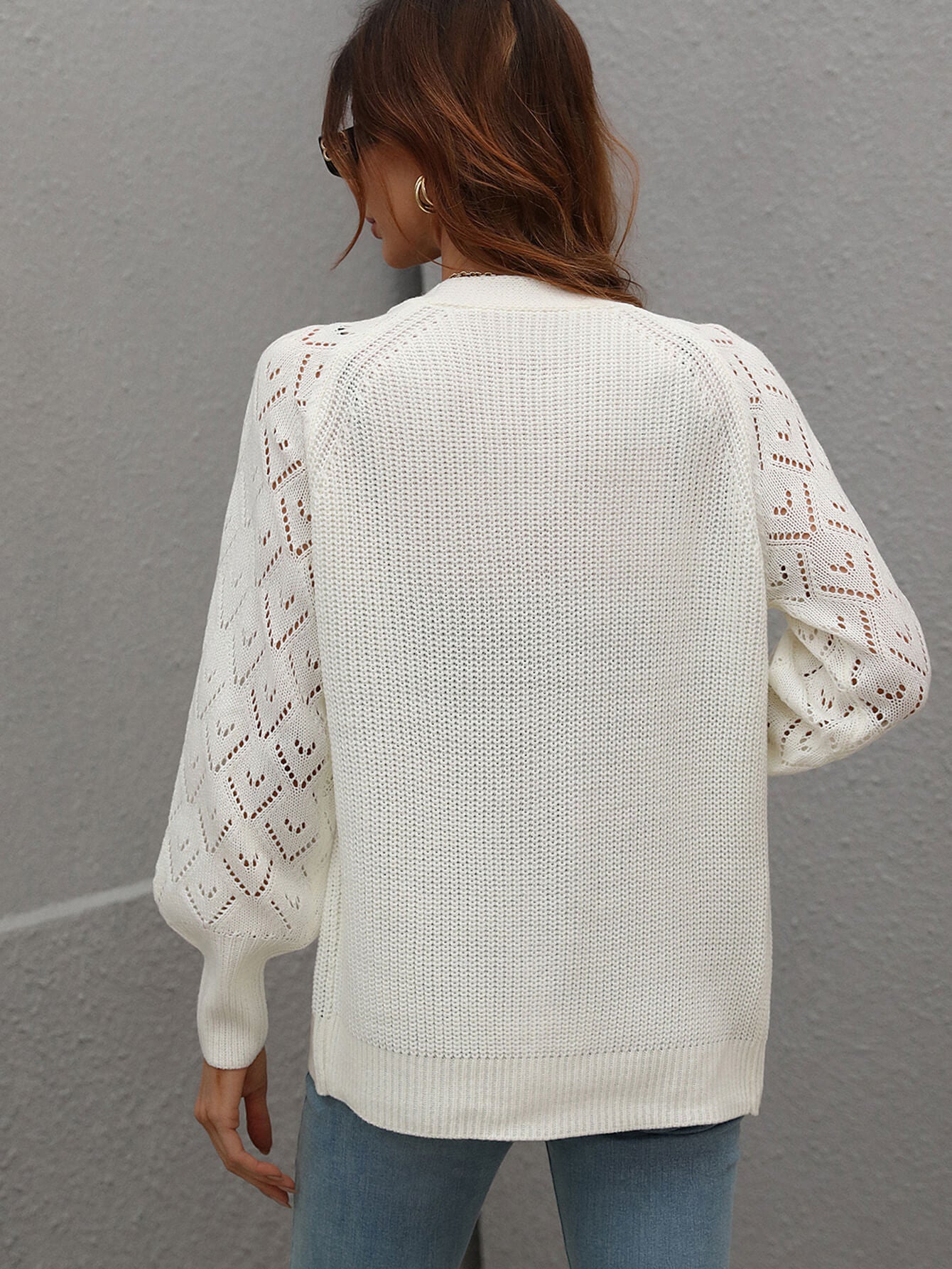 Double Take Rib-Knit Plunge Raglan Sleeve Cardigan