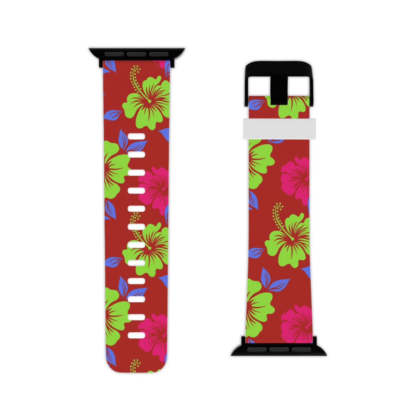 Red Tropical Pattern  Thermo Elastomer Watch Band for Apple Watch