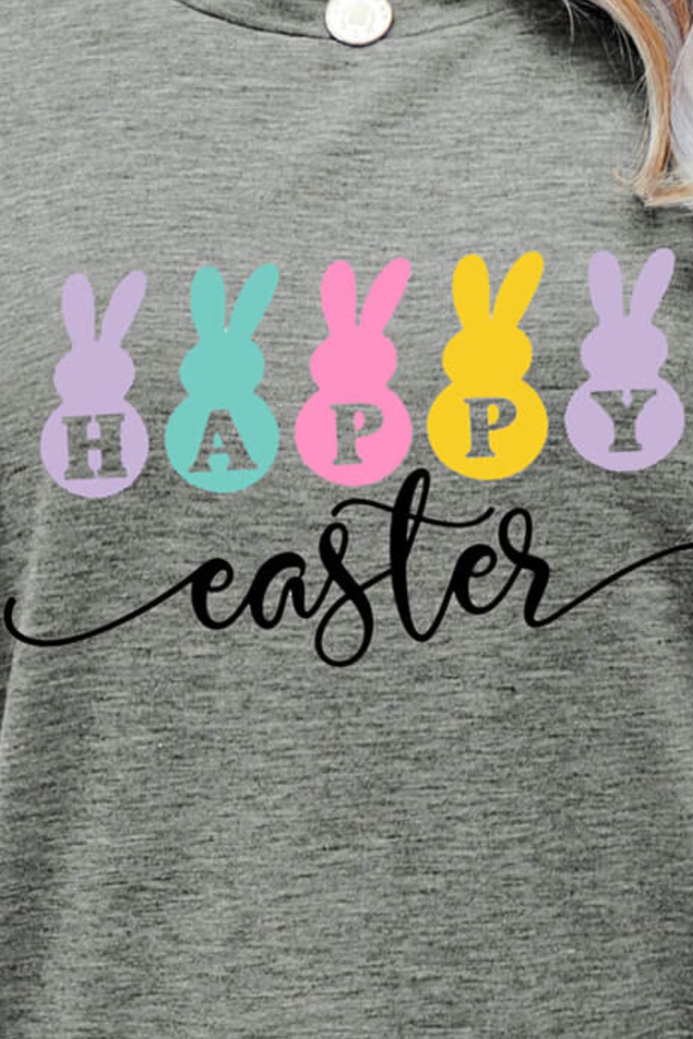 HAPPY EASTER Graphic Round Neck T-Shirt